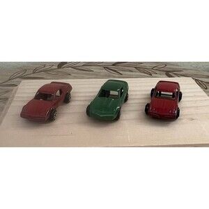 Tootsie Lot of 3 Firebird Metal Toy Cars 2 Red 1 Green Vintage Made In USA